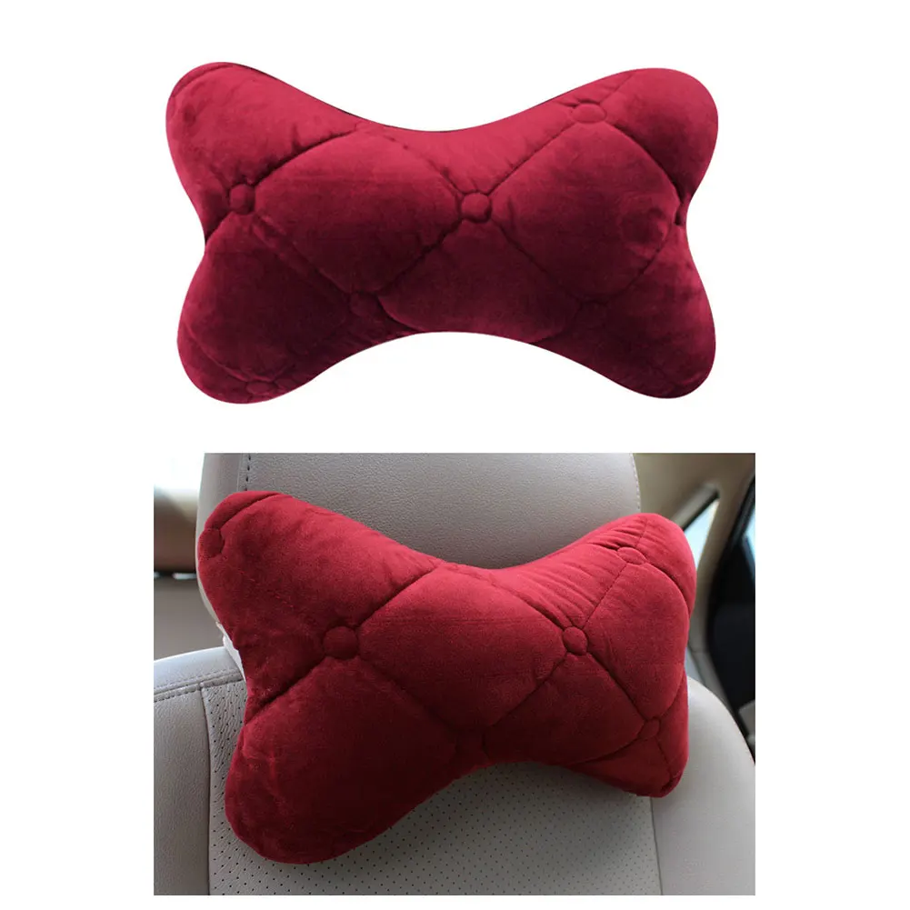 Breathable Velvet Car Seat Neck Pillow Memory Foam Headrest Neck Support Cushion rose Red