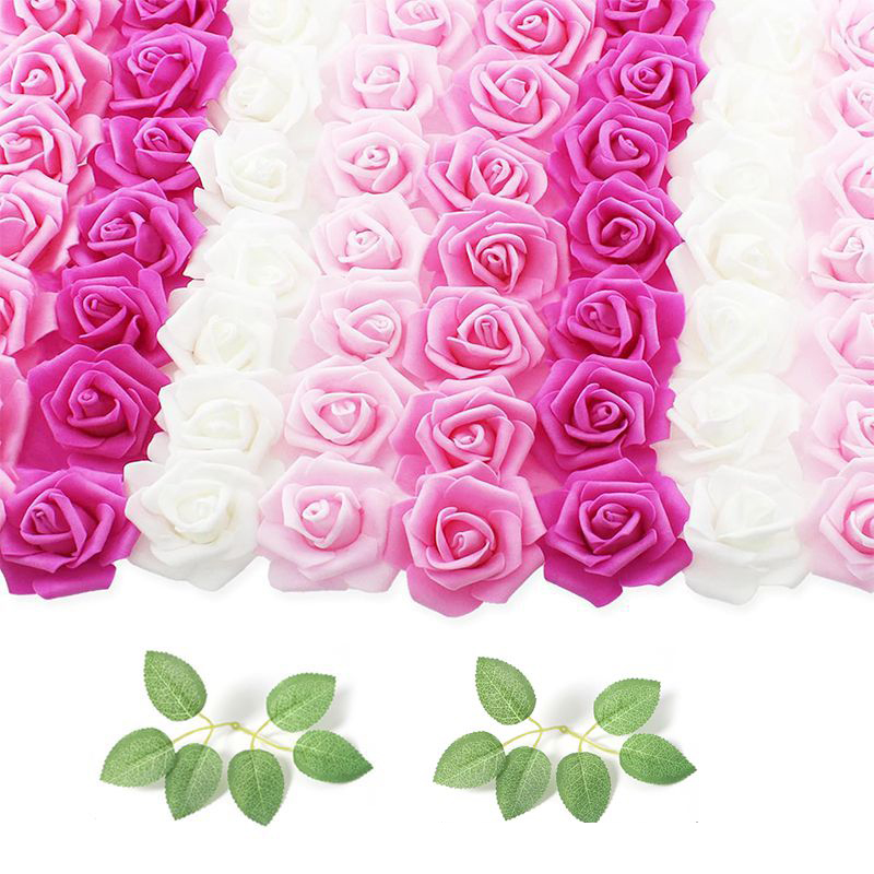 Artificial Foam Rose Flowers, PE Fake Flower For Home, Wedding, Party, Halloween, Thanksgiving, Christmas Decoration green 100pcs