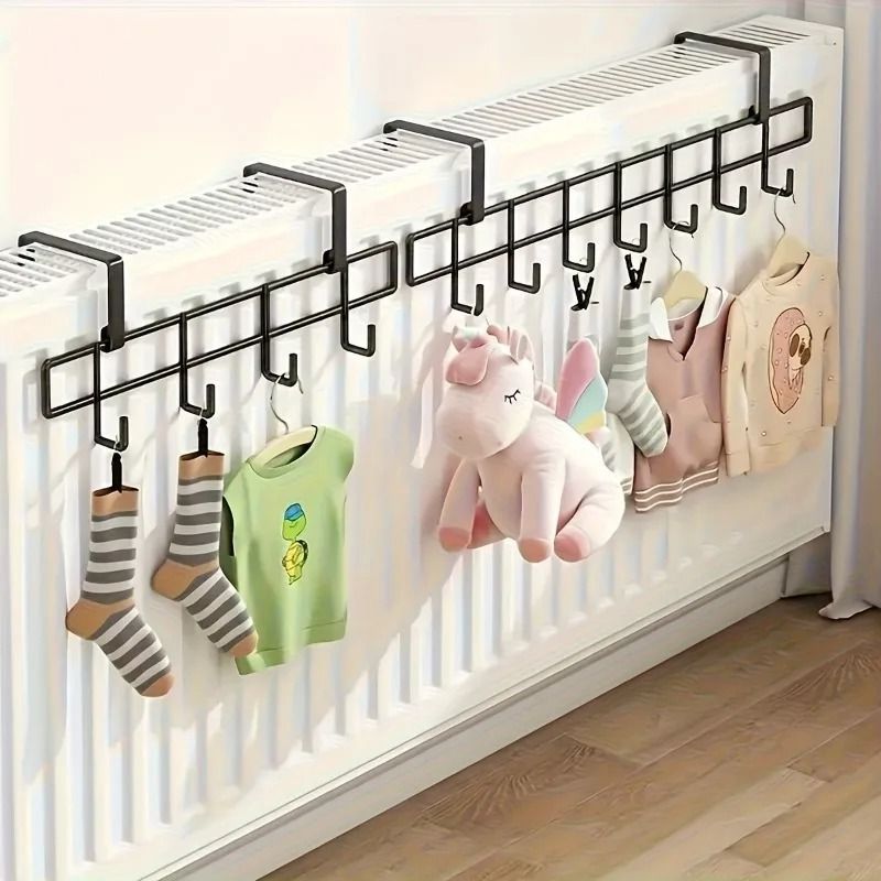 Wall Mounted Heater Drying Rack Heavy Duty Metal Hanging Rod For Winter Essentials white l