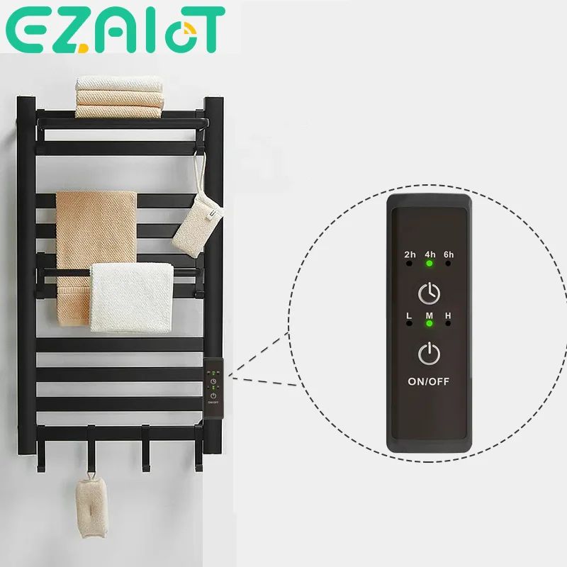 Smart Electric Towel Warmer Rack black Round Tube 20 Pcs