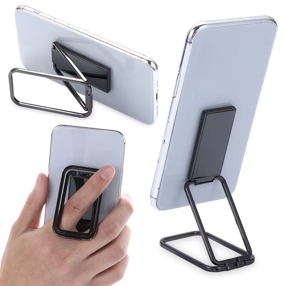 360 Rotation Ultra Thin Adjustable Phone Holder Ring Foldable Metal Kickstand green Plastic