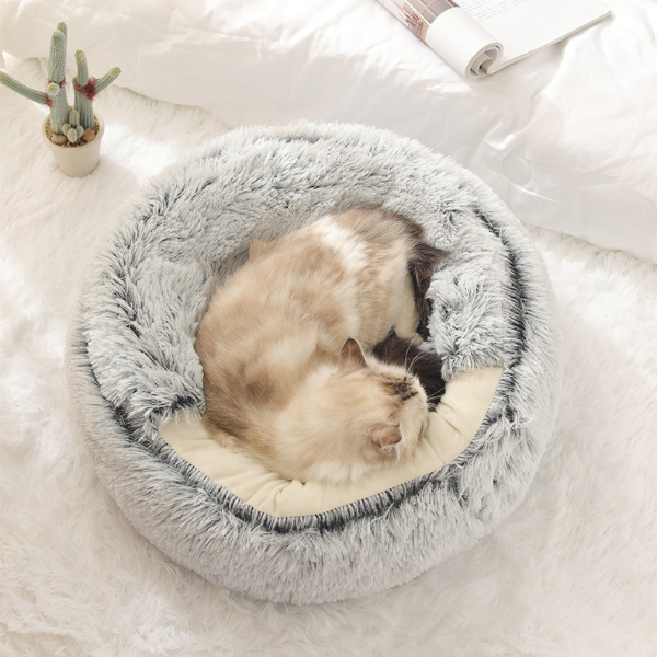 Plush Comforter Shell Cat Nest, Autumn Winter Soft Pet Bed, Warm Cold Plush Bed For Cats green l
