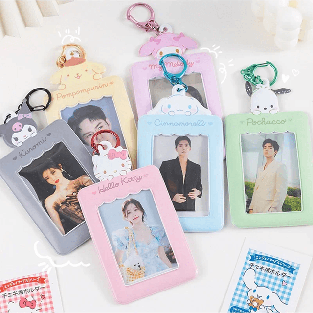 Kawaii Anime Card Holder Keychain Cute Photo ID Pendant For Bags And Backpacks 1pcs hello Kiity