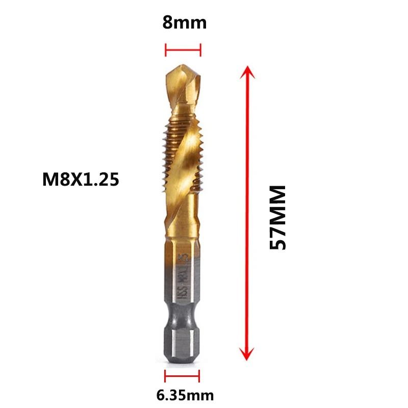 Titanium Coated Metric Tap Drill Bit Set Hex Shank Thread Tapping Tool m4x0.7 | Silver