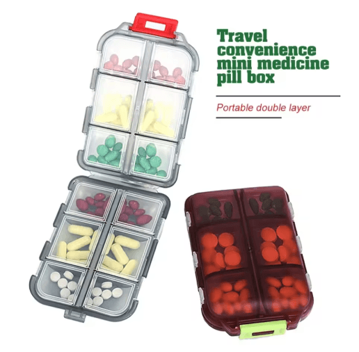 Portable Folding Pill Case Compact Medicine Organizer For Daily And Travel Use pink