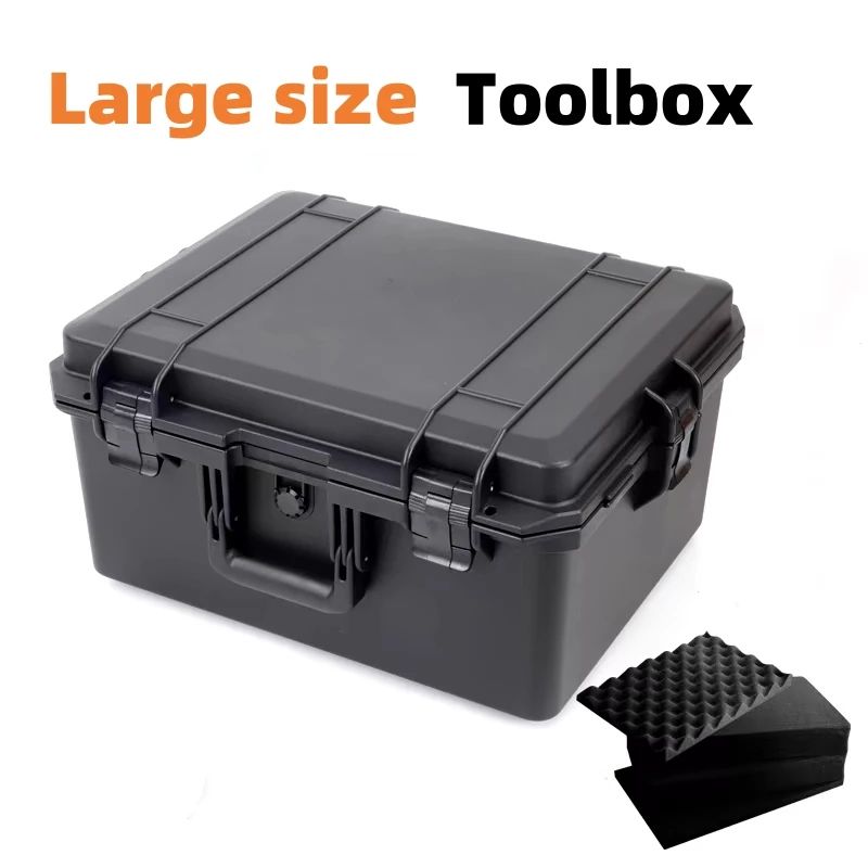 Large Waterproof ABS Hard Tool Case Toolbox With Foam Insert For Mechanics, Travel & Heavy Duty Tools Storage 11.02 9.25 4.13 In