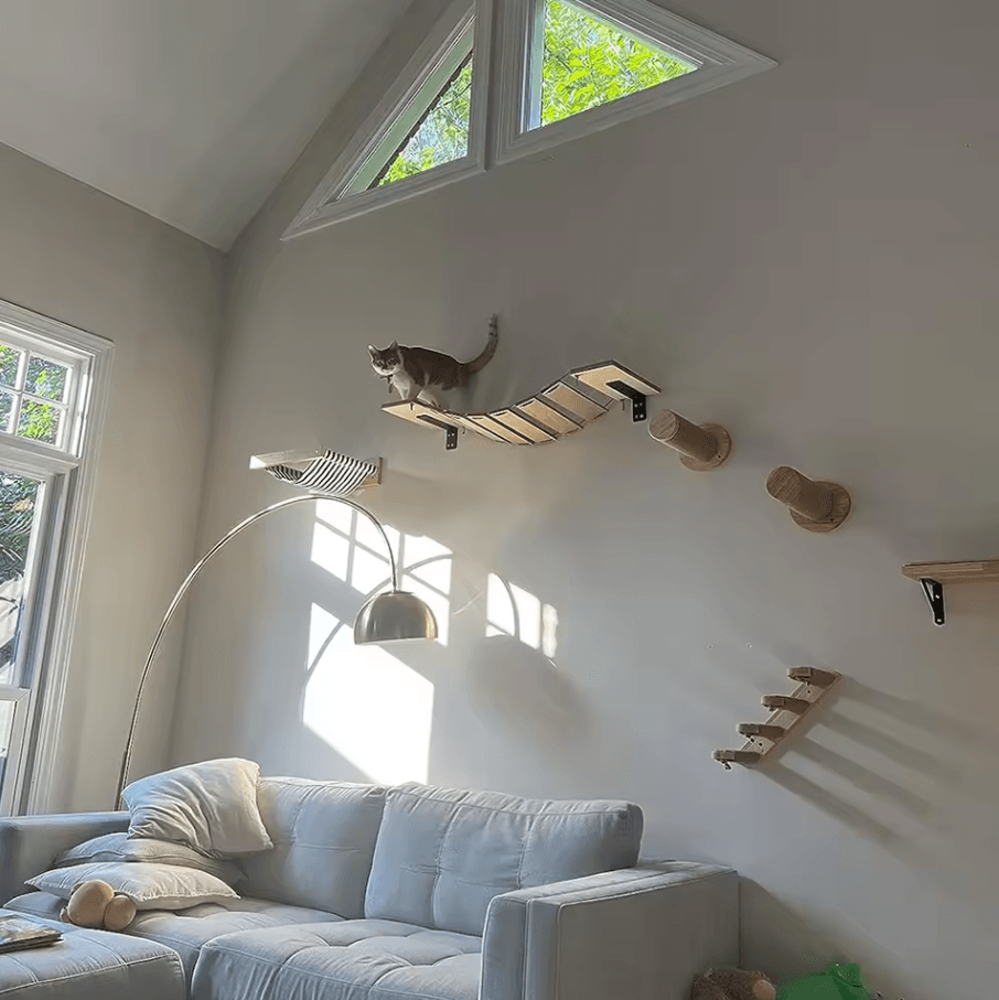 Wall Mounted Cat Tree With Sisal Scratching Post Hammock And Climbing Platforms cat Hammock 1