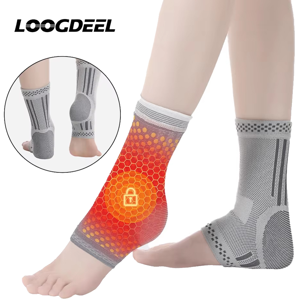 Unisex Graphene Ankle Brace, Wormwood Heating Compression Foot Warmer, Coldproof & Windproof Ankle Pads grey m