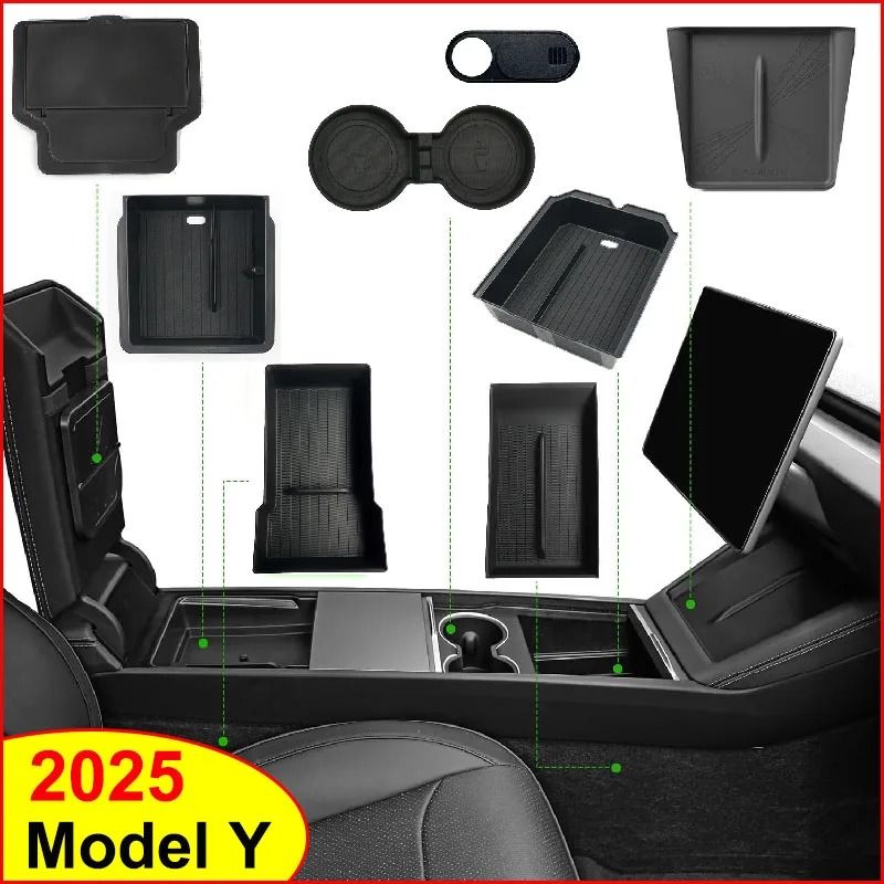 Tesla Model Y 2025 Juniper Console & Armrest Storage Organizer Box Custom Fit Interior Storage Solution abs 8in1 My 2025