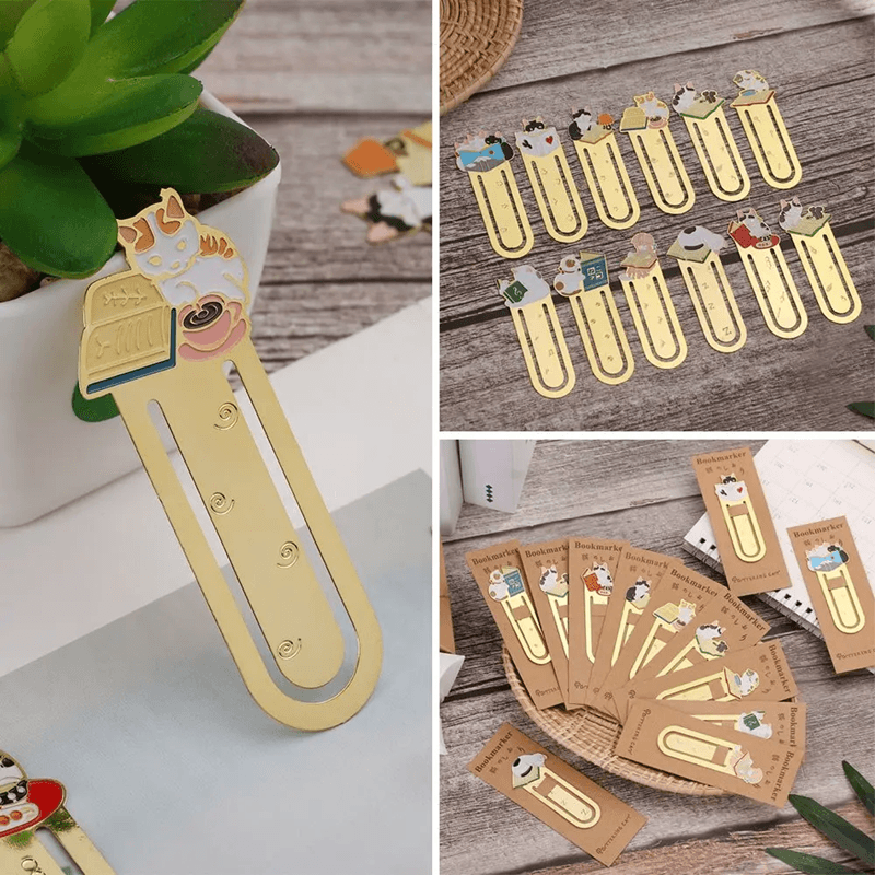 Gold Plated Cat Bookmark Folder Clip Cute Reading Label 5