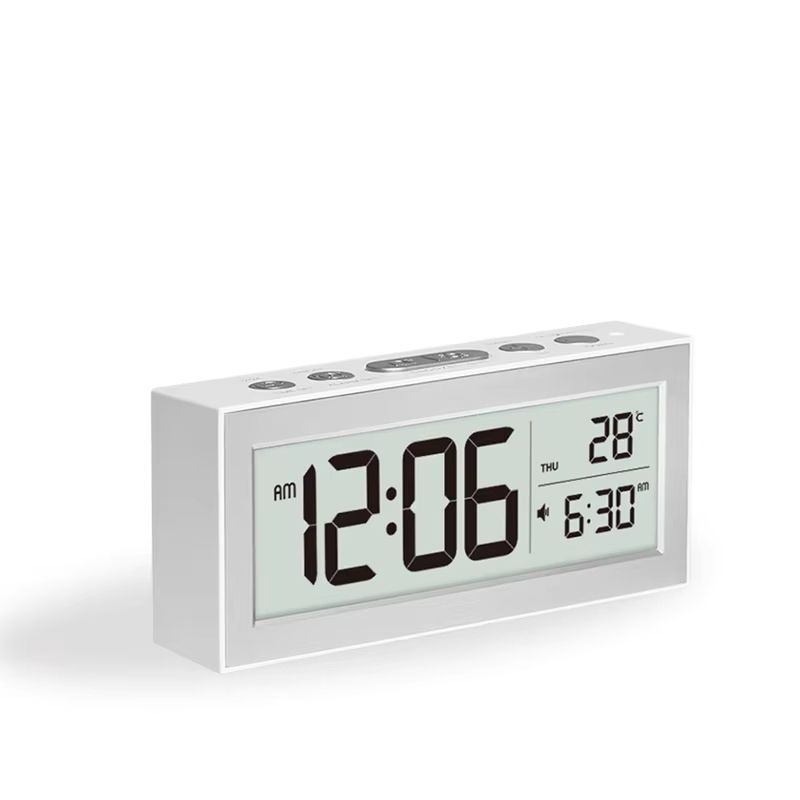 Retro LCD Digital Desk Clock With Alarm, Backlight, Calendar & Temperature Display black