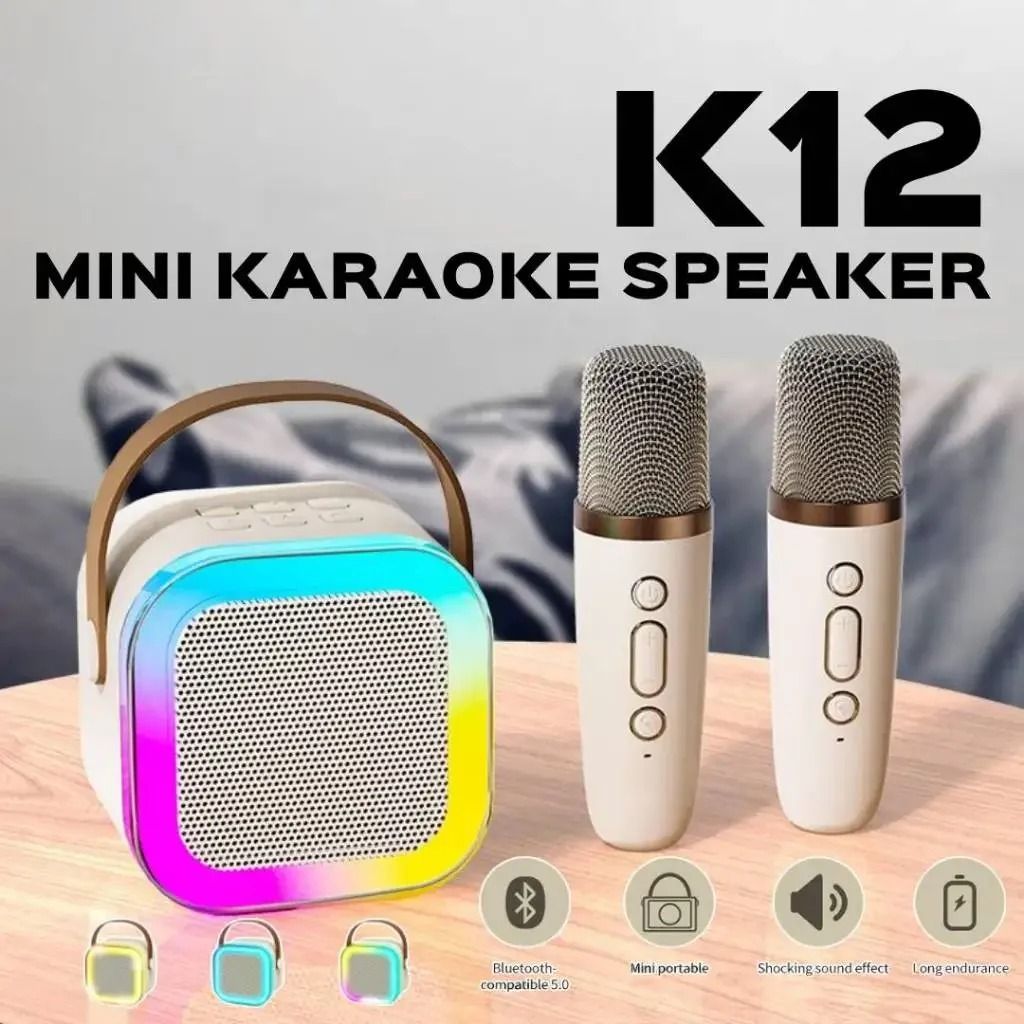 K12 Bluetooth Karaoke Speaker Mini Wireless Sound System With Microphone pink 1 Pc