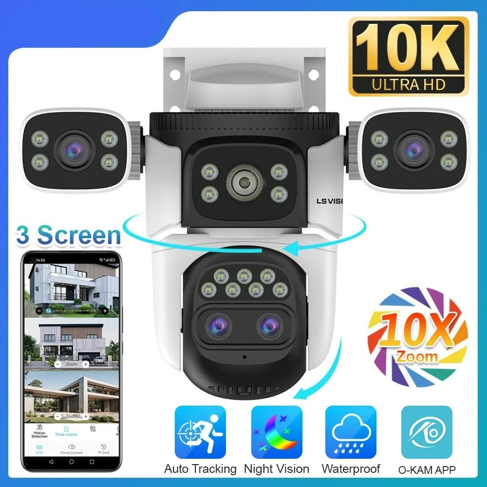 20MP Three Screen Outdoor WiFi Surveillance Camera add 128g
