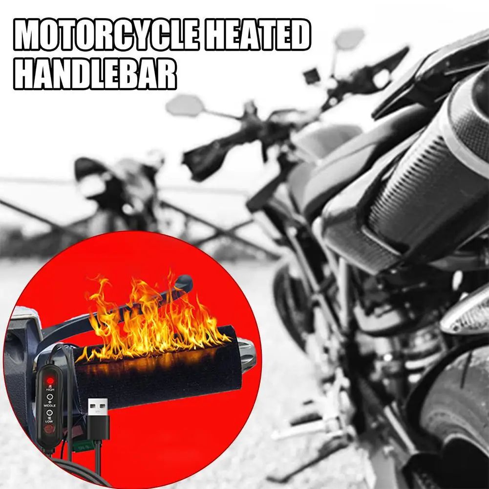 3 Level Electric Heated Motorcycle Grips Winter Handlebar Warmer Covers, Adjustable Heat Control, Cold Weather Riding type A