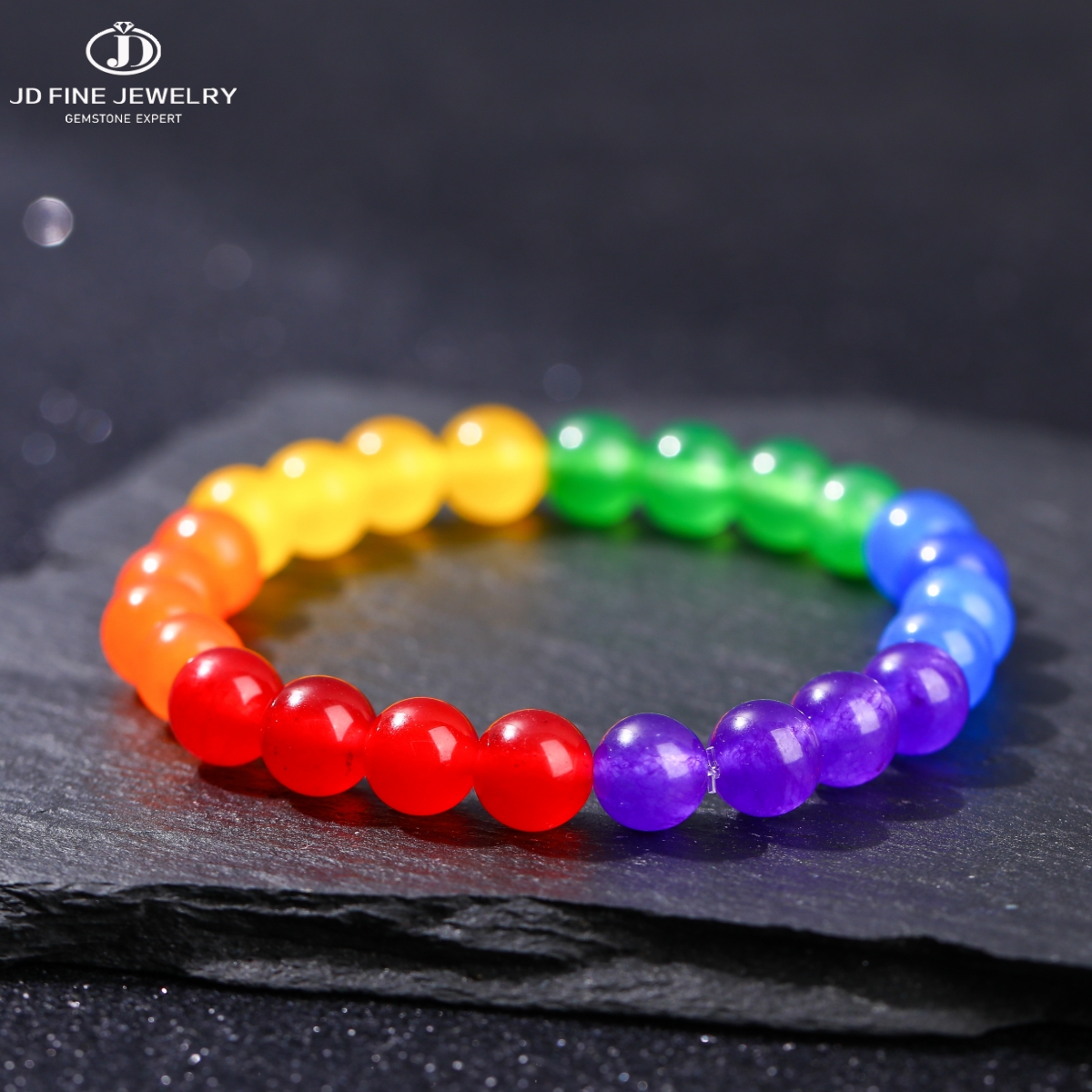 Colorful Natural Stone Bead Bracelet Rainbow LGBT Distance Couple Jewelry For Men Women Colorful Natural Stone Bead Bracelet Rainbow LGBT Distance Couple Jewelry For Men Women