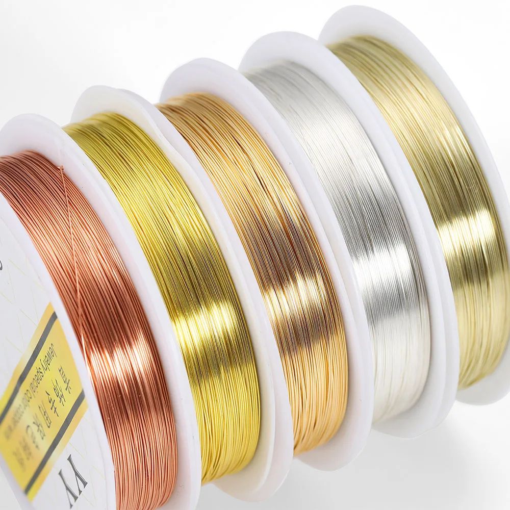 Gold Plated Beading Wire Copper Cord Roll (0.21.0mm) For DIY Jewelry Making silver 0.7mm X 4m