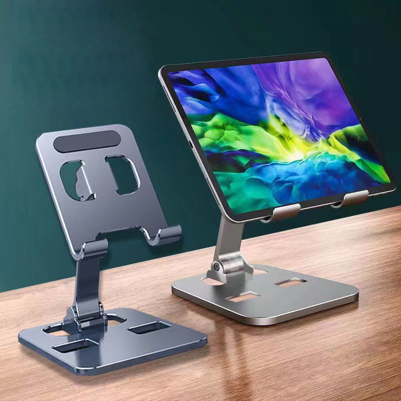 Universal All Aluminum Alloy Portable Tablet Holder, Adjustable Tablet Stand Mount, Flexible Mobile Phone Stand For IPad sliver