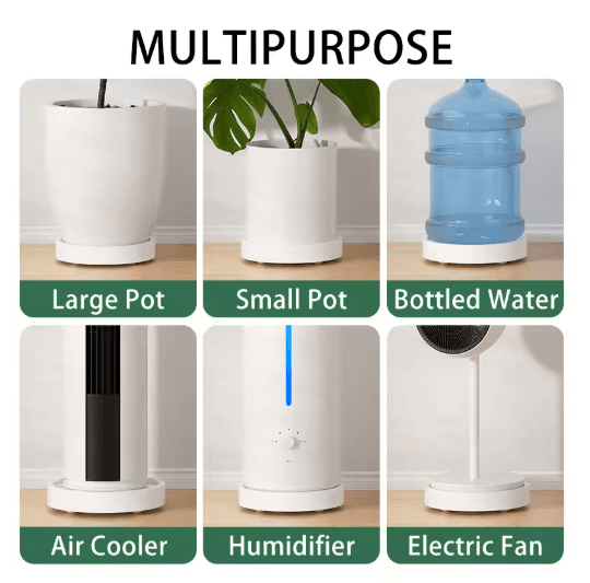 Modern Ultra Slim Caster Plant Pot Tray Ins Style Movable Base With Wheels no.6 5 Steel White