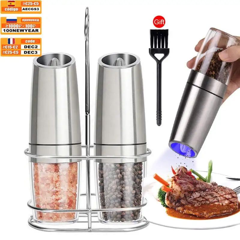 Electric Automatic Pepper And Spice Grinder 2pcs Set