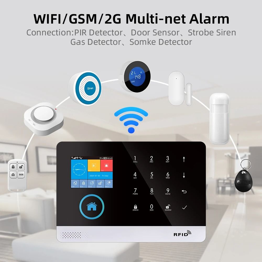 PGST 103 Smart Home Security System Wireless GSM WiFi Alarm With Motion Sensor And App Control 14 us Plug