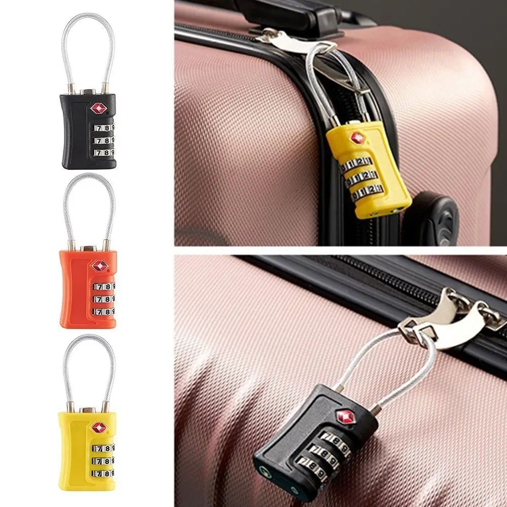 Portable TSA 3 Digit Combination Wire Rope Lock Anti Theft Padlock For Luggage, Suitcase, Backpack & Travel blue