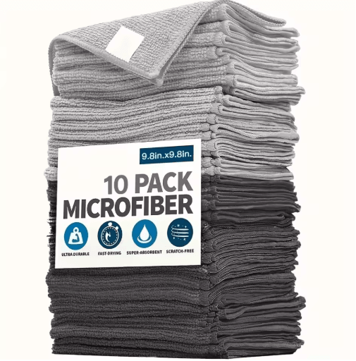 Ultra Fine Fiber Kitchen Towel Set Absorbent, Soft & Stain Removing Cloths (5 10 20 Pcs) 10 Pcs Black