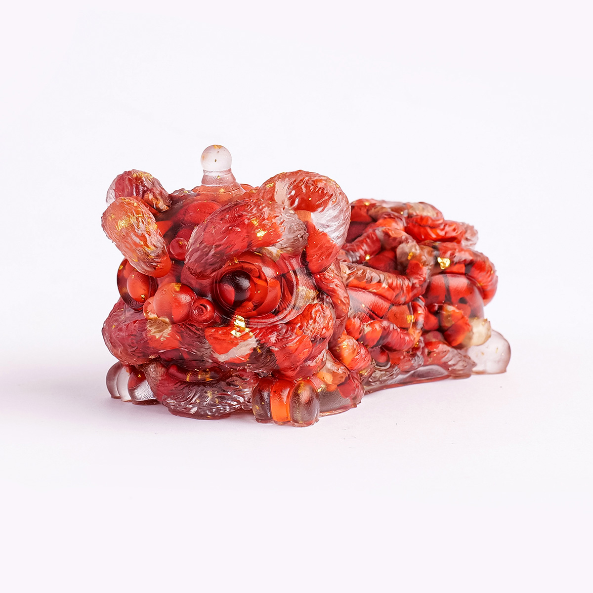 Fengshui Sculpture Crystal Stone Lion Dance, Reiki Stone Figurine Amulet For Home Office Decor rose Quartz