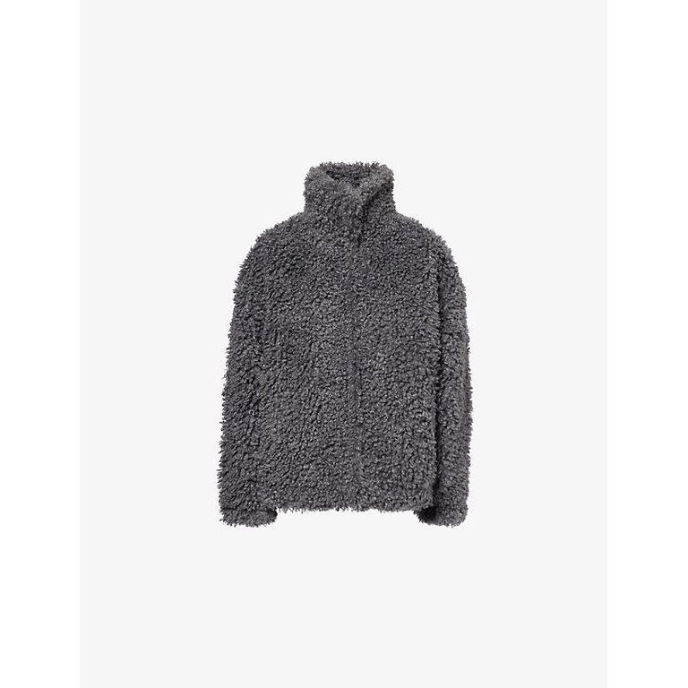 Relaxed-Fit High-Neck Faux-Fur Jacket - Gray - Acne Jackets