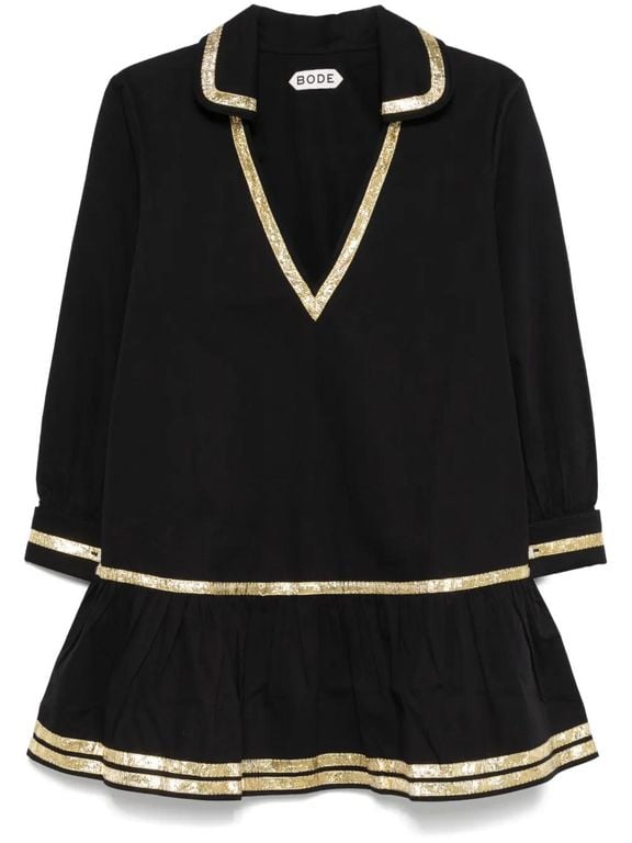 Tinsel Tape Mini Dress - Black - Bode Dresses