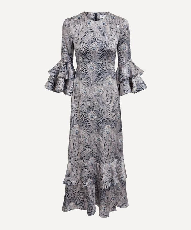 Silk Satin Gala Maxi Dress - Gray - Liberty Dresses