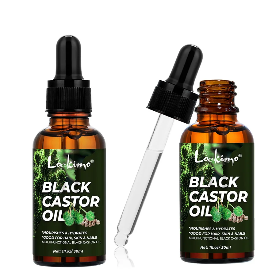 Schwarzes Rizinusöl, gut für Haare, Haut und Nägel, nährendes und feuchtigkeitsspendendes Essenzöl, fördert ein natürliches, dickes, glattes Haarpflegeprodukt Image