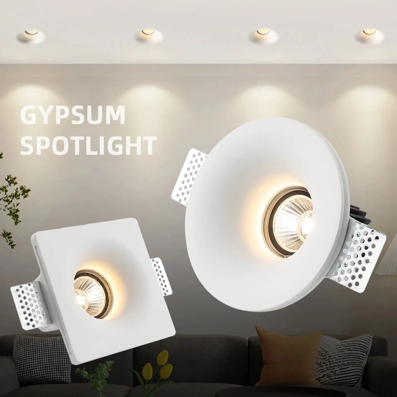 Deckeneinbauleuchte aus Gips-Downlight, GU10, blendfrei, eingebetteter randloser LED-Strahler, Wohnzimmer, Flur, Innenbeleuchtung