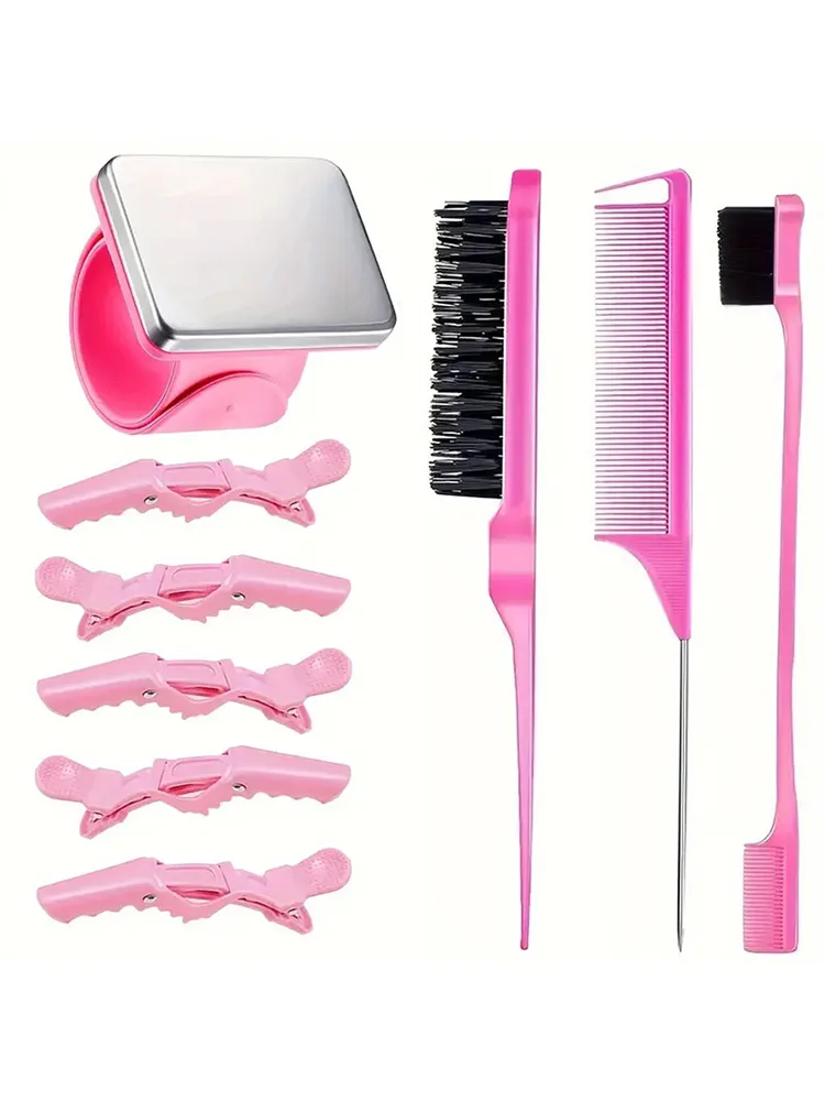 Ratte Schwanz Kamm Necken Haar Pinsel Rand Haare Pinsel Magnetische Pin Armband & Alligator Schnitte Haar Clip Flechten Styling Werkzeuge Image