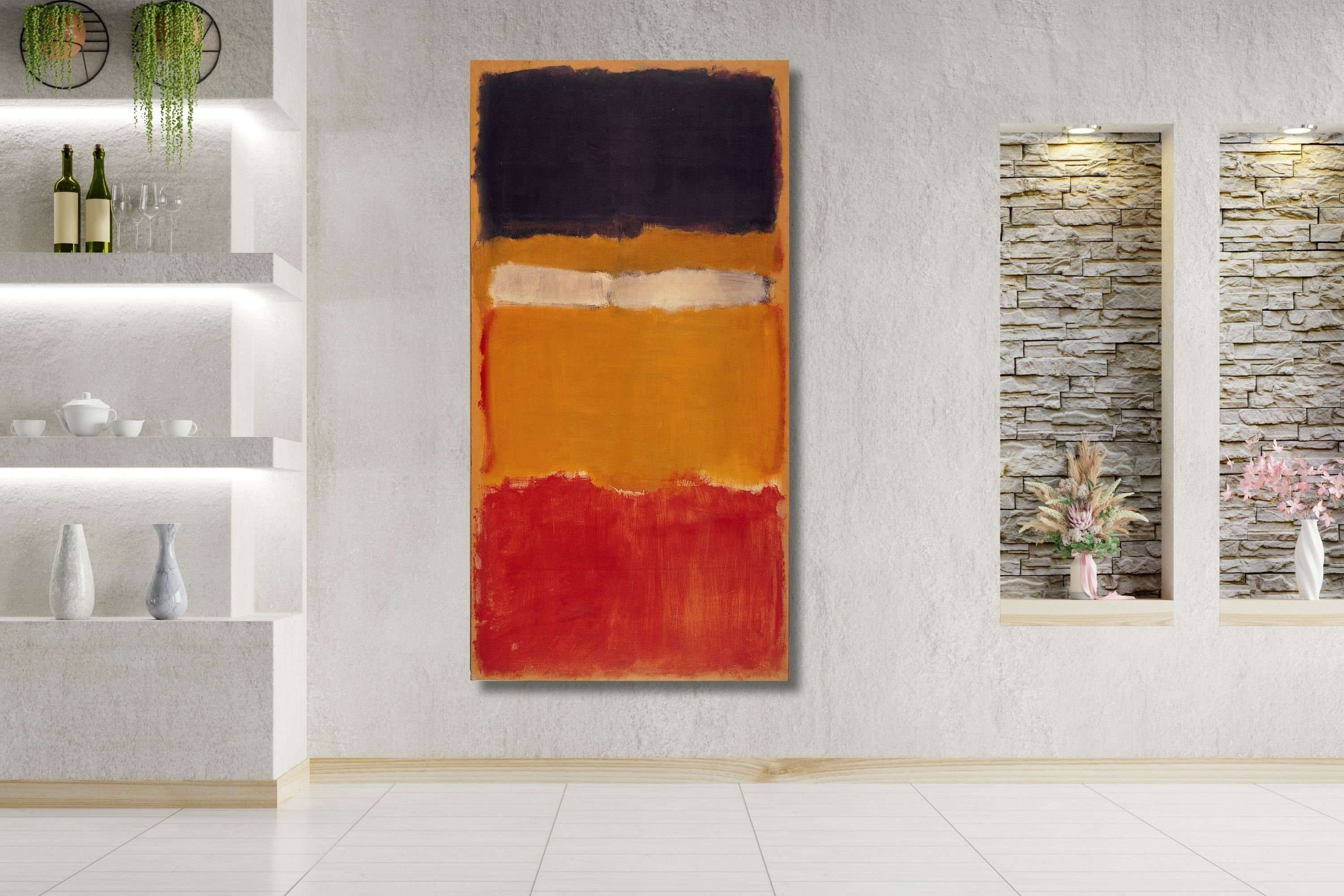 Mark Rothko n. 14, dipinto a olio su tela rosso, arancione e nero, stampa di Mark Rothko (1951), poster su tela di Rothko, arte astratta, arte murale