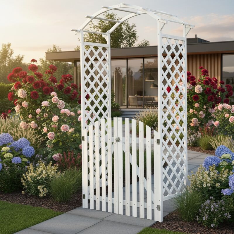 Mucola - Pergola A Traliccio Arrampicata Aiutare Rose Arco Di Legno Ad Arco Arco Porta Giardino Cancello Arrampicata Griglia Porta A Griglia