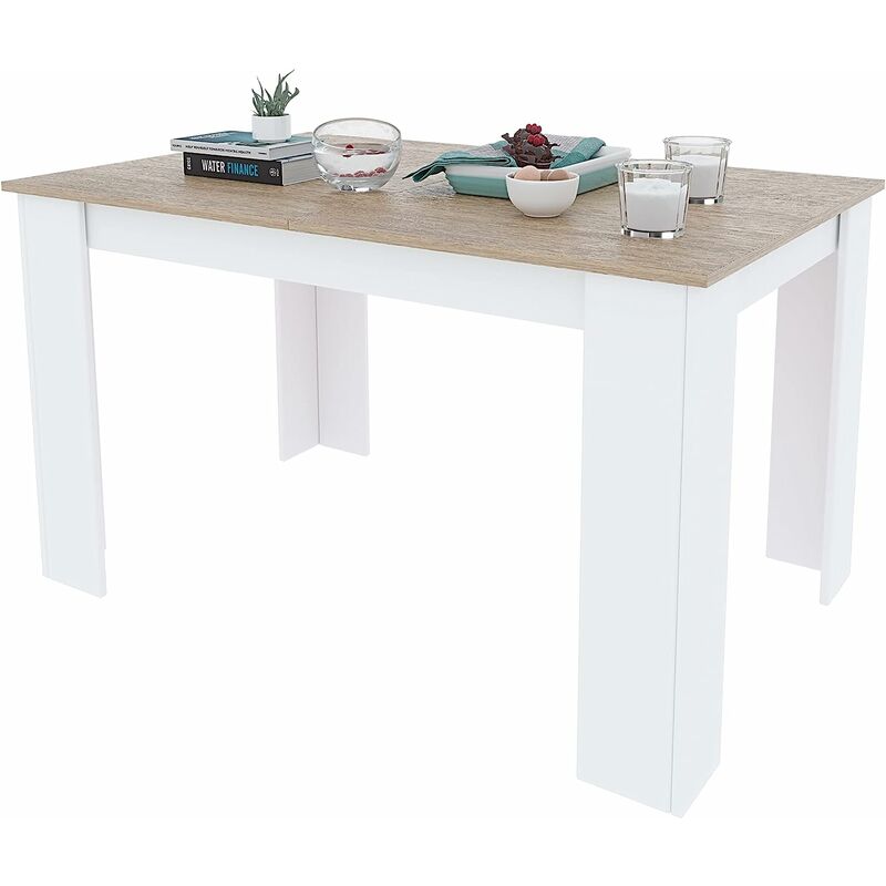Tavolo Da Pranzo Allungabile Estensibile Fino A 190 Cm Tavolino Per 6 Persone Salotto Soggiorno Salone Design Moderno 190 X 78 X 90 Cm Bianco Rovere