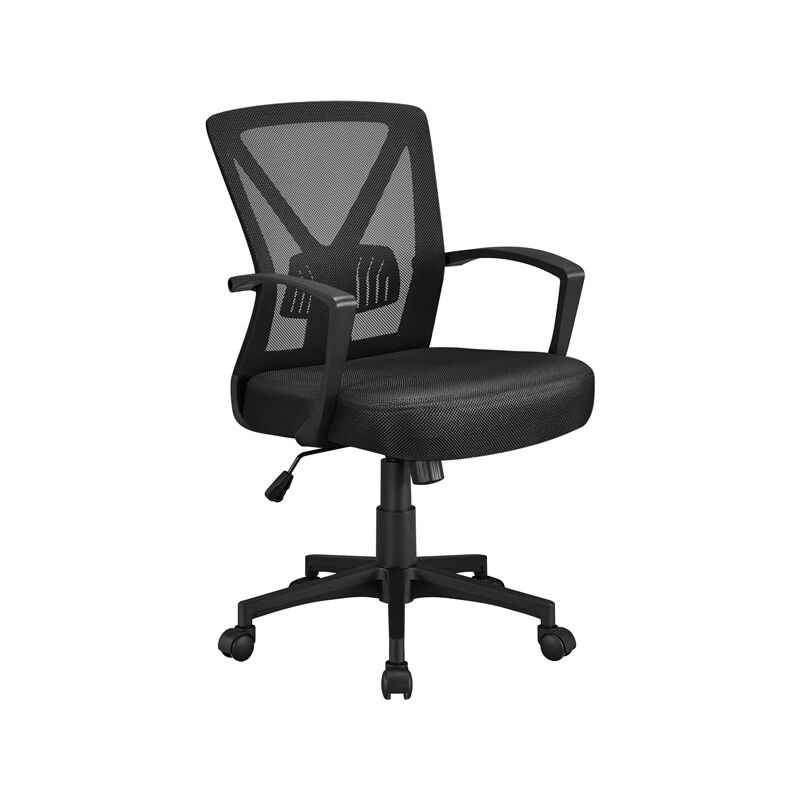 Yaheetech - Sedia Da Ufficio Scrivania Ergonomica Lombare Girevole Reclinabile A Rotelle Altezza Regolabile Con Braccioli Portata 136 Kg Nero