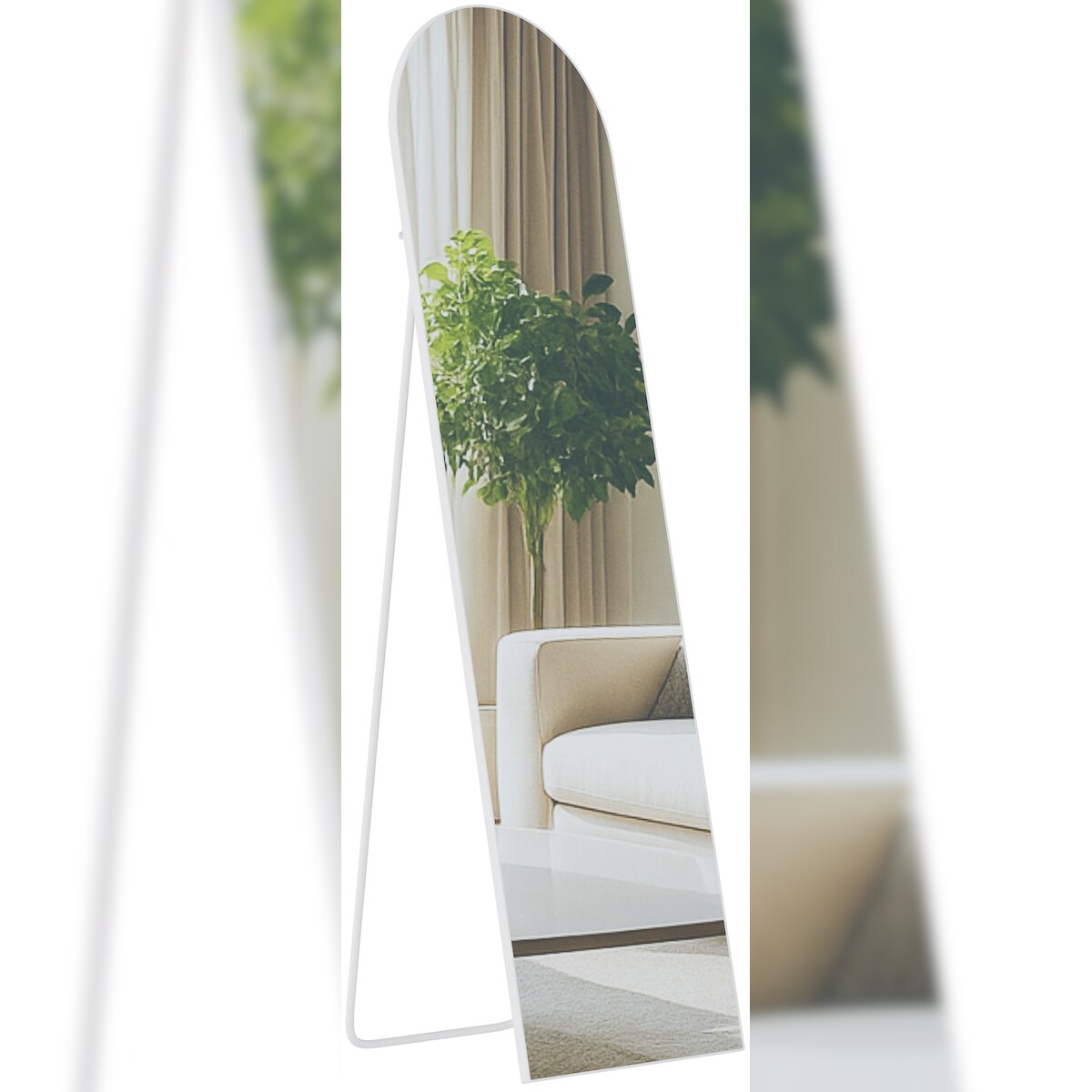 DELUKE Standspiegel MALAGA - Glas Weiß matt 40x3x140 cm | Ganzkörperspiegel Freistehender Spiegel Groß Schlafzimmer Image