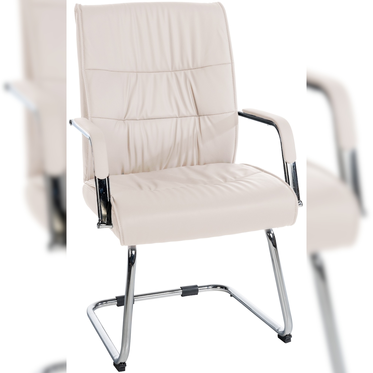 DELUKE Besucherstuhl KIGALI - Kunstleder Creme 58x66x100 cm | Besucherstühle Konferenzstuhl Wartezimmerstuhl Bürostühle Bürostuhl Konferenzraum Wartezimmer Image