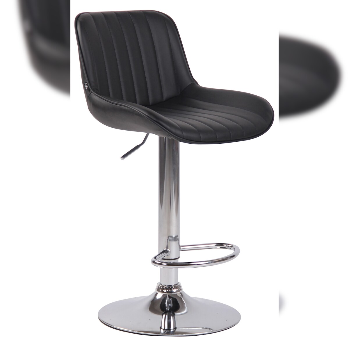 DELUKE Barhocker BEKIM - Kunstleder Schwarz 50x50x86 cm Silber | Barstuhl Mit Lehne Drehbar Tresenhocker Tresenstuhl Kneipenhocker Kneipenstuhl Image