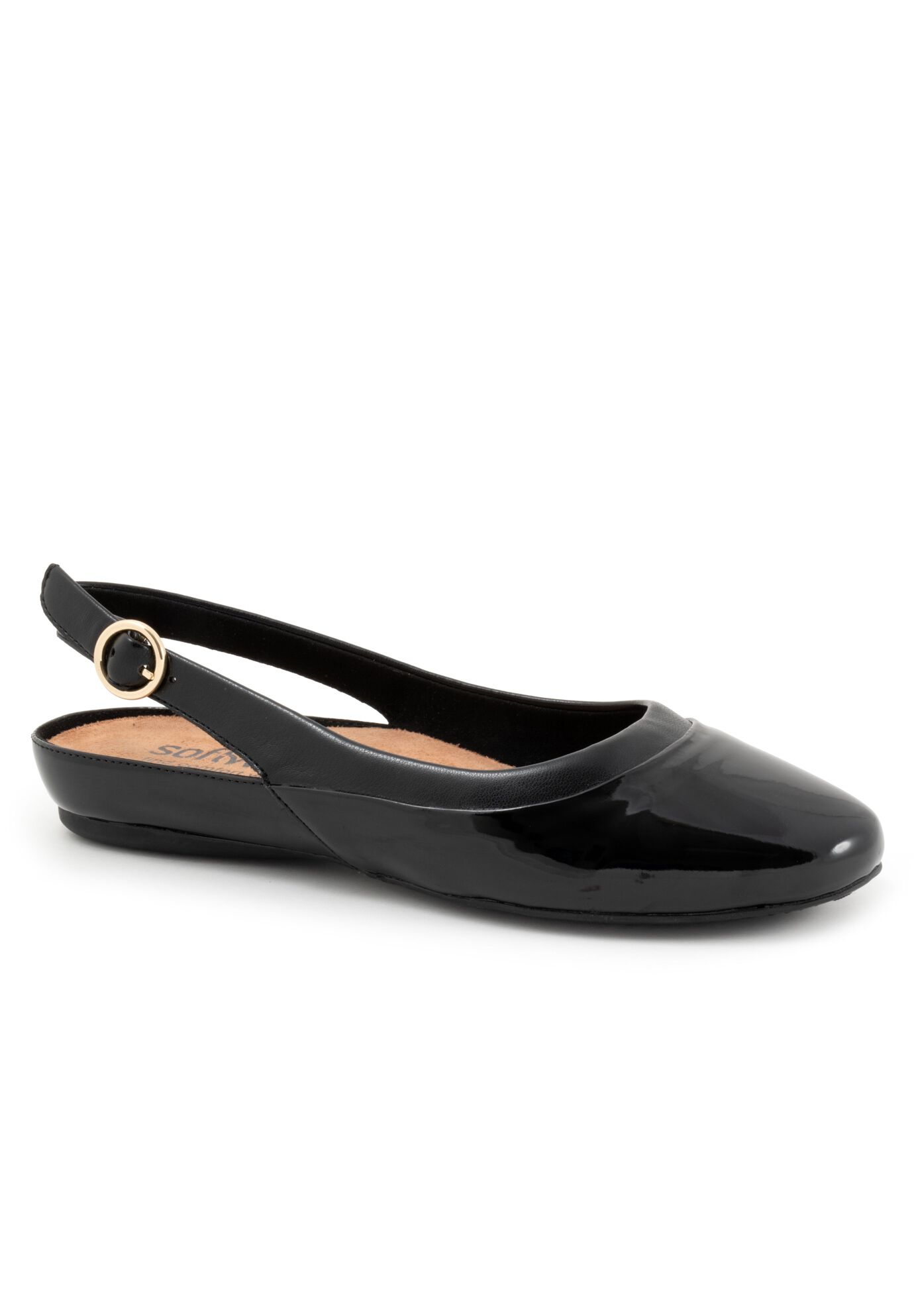 Wide Width Women's Sheffield Slingback by SoftWalk in Black Patent (Size 6 W)