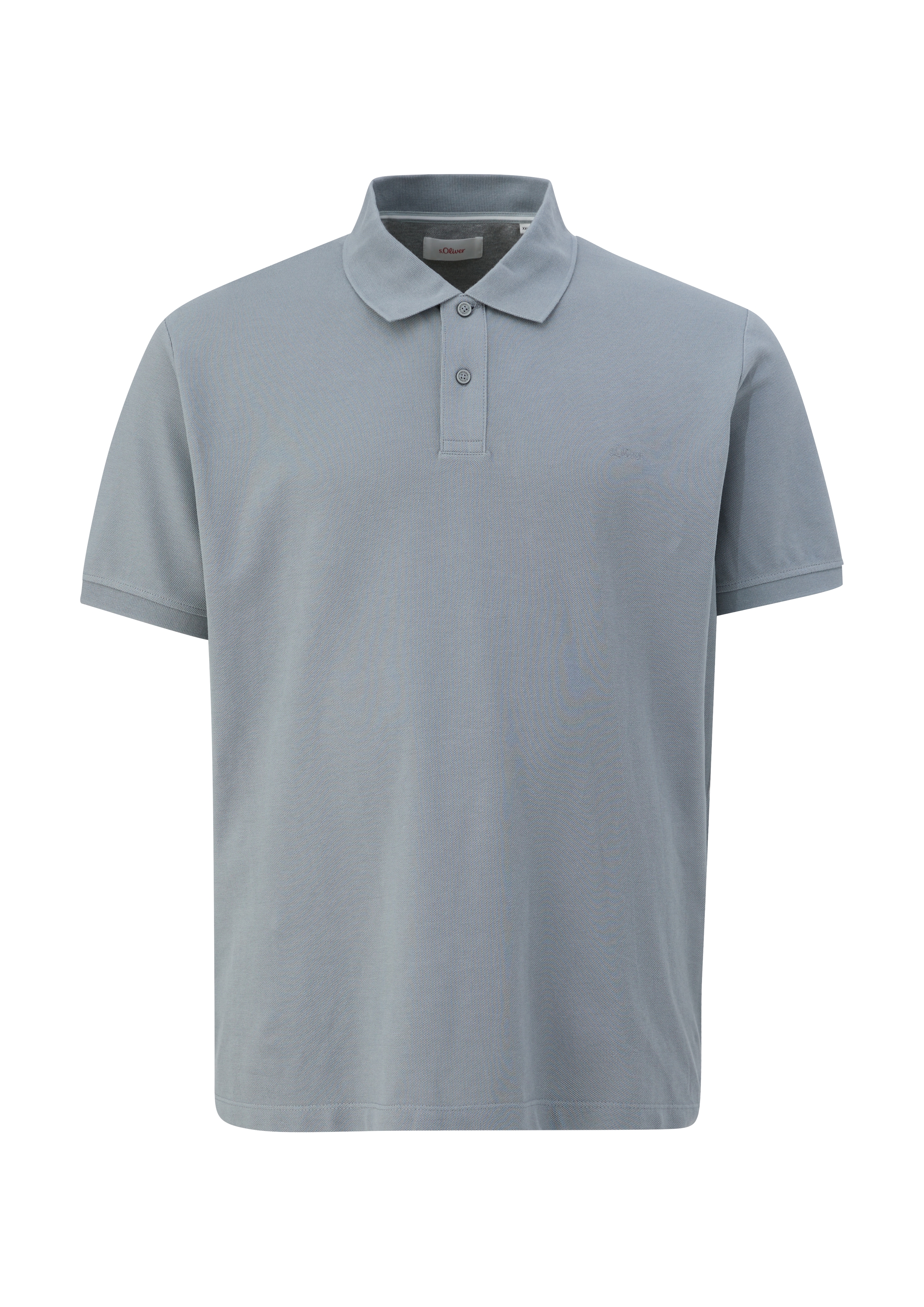 Poloshirt, Herren, Gr. 5XL, grau, Piqué, Obermaterial: 100% Baumwolle, S.OLIVER MEN BIG SIZES, unifarben, normal hüftbedeckend, Rundhals, Bündchen, Shirts, Kurzarm-Polo aus Baumwolle - Große Größen