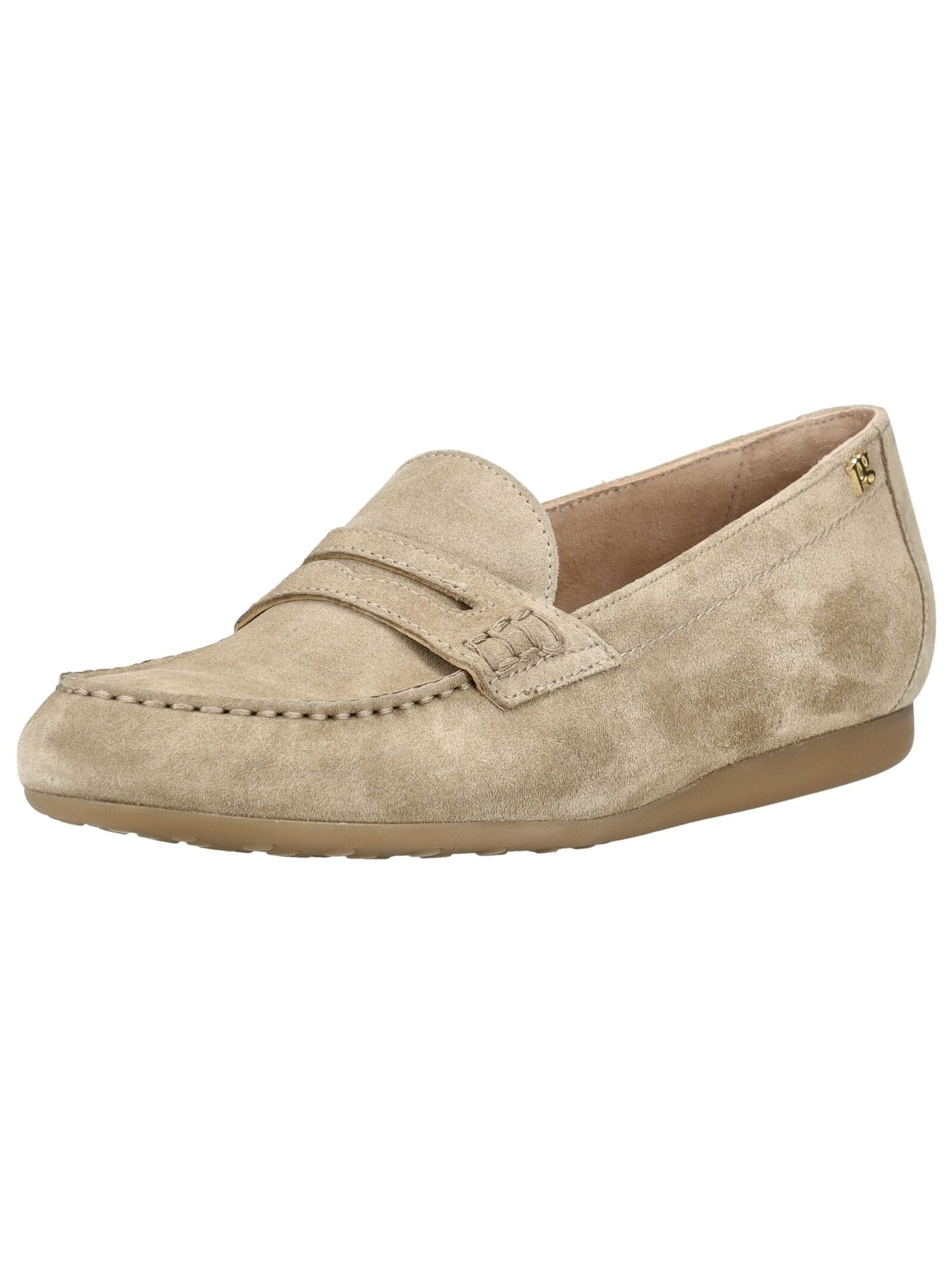 Mokassin PAUL GREEN "Paul Green Mokassin Veloursleder", Damen, Gr. 42,5, beige, Veloursleder, Schuhe Mokassin