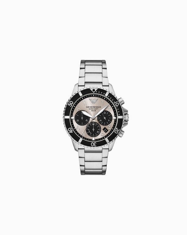 World Explorer Solar-Powered Chronograph Stainless Steel Watch - White - Emporio Armani Watches