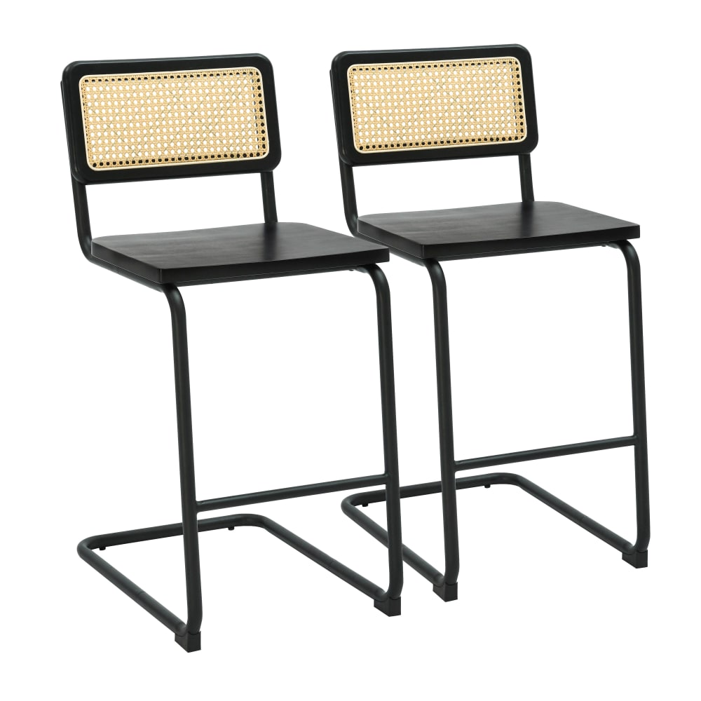 Set di 2 seggioloni neri in metallo e legno