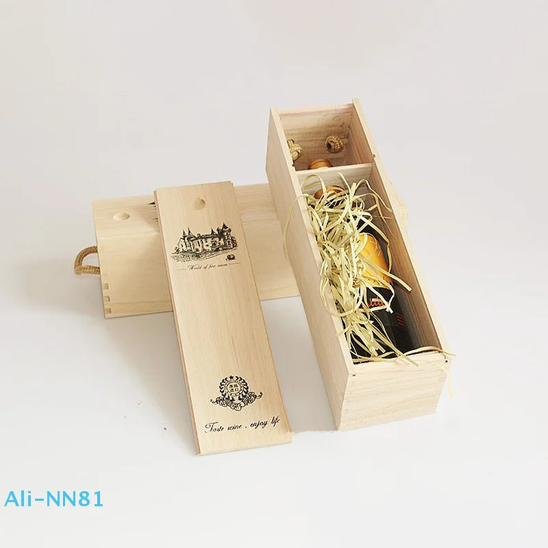 Einzelflasche Weinkiste aus Holz mit Deckel, dekorative Holzmaserung, wiederverwendbare Wein-Aufbewahrungsbox, Wein-Aufbewahrungsbox aus Holz, Weinkiste aus Holz
