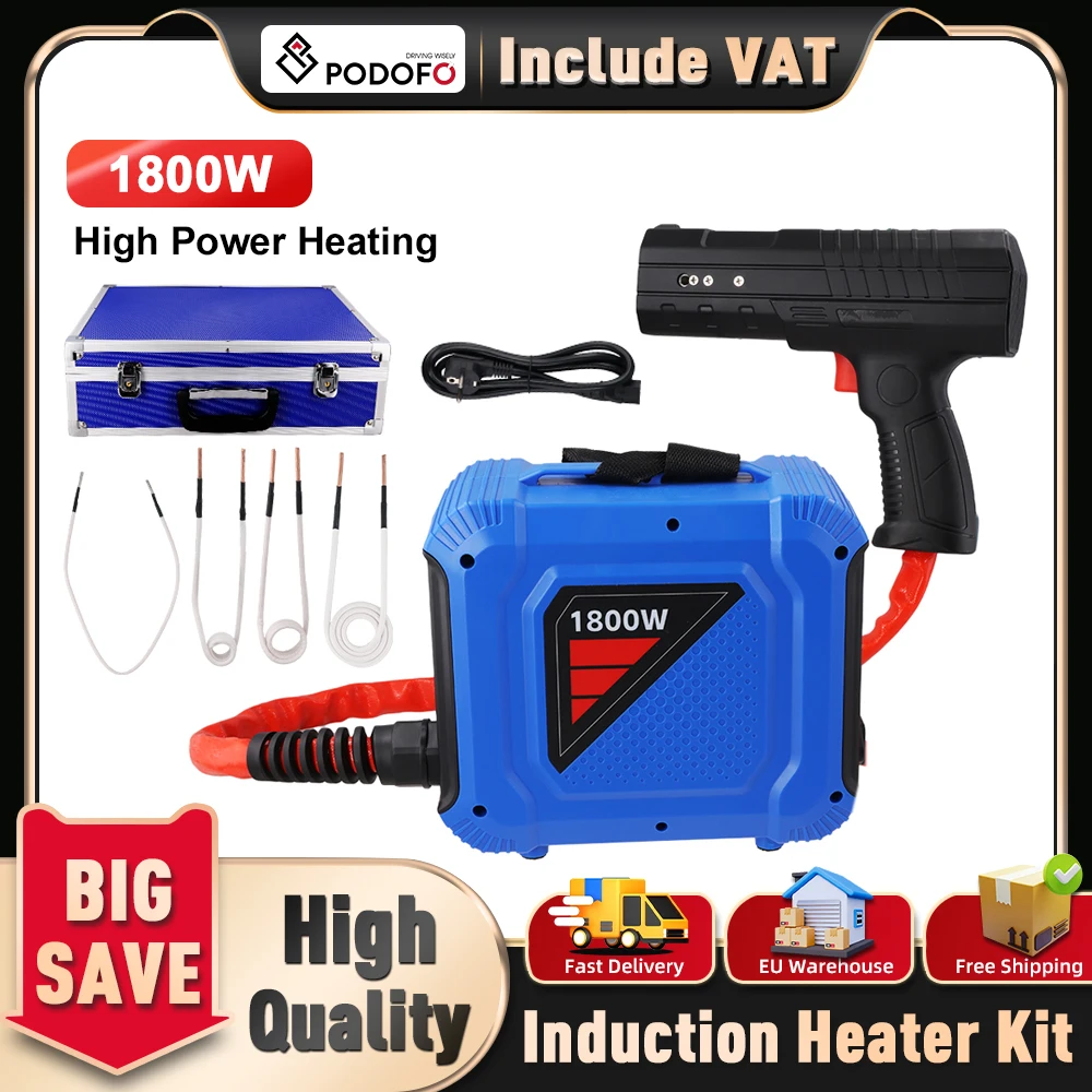 Podofo 1800 W geteilte Handheizung mit 4 Spulen, energieeffizientes flammenloses Heizgerät zum Entfernen rostiger Mutter-Schraubenlager Image