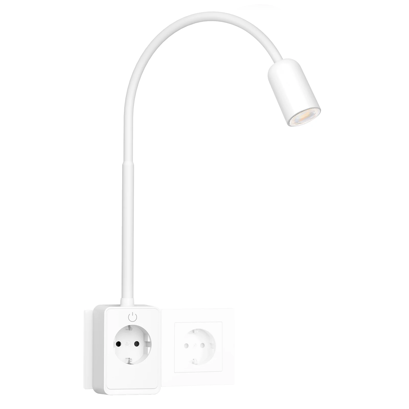 LED Wandleuchte Wand Leselampe Weiß mit Stecker und Steckdose, Schlafzimmer Steckdosenlampe Touch Dimmbar, 3 Stufen Beleuchtungs