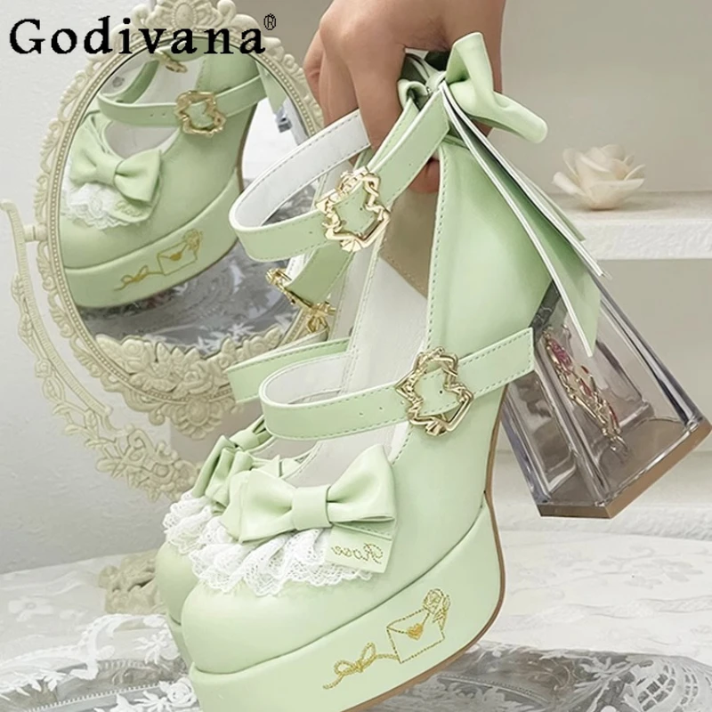 Original Design Lolita Schuhe Mit Hohen Absätzen Frauen Runden Kopf Dicke Sohle Nette Schuhe Weibliche Vielseitige Elegante Mary Jane Pumpen