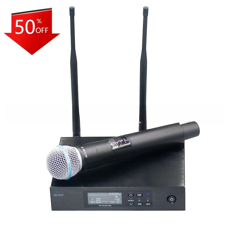 QLXD4 BETA58 UHF True Diversity Drahtloses Mikrofonsystem mit Lavalier-Headset für Karaoke-Bühnenauftritte Image